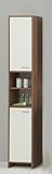 Badmöbel Hochschrank Badschrank Zwetschge/weiß Madrid