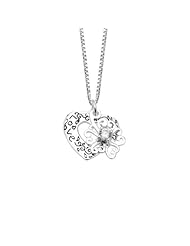 Sterling Silver "Mom I Love You" Reversible Cubic Zirconia Heart Pendant Necklace , 18"