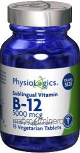 B-12 Sublingual 5000 mcg 15 vtabs by PhysioLogics