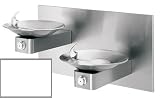 Garden Water Features & Outdoor Fountains item: Haws 1011-WHITE White Hi-Lo Barrier-Free, Wall Mounted, Dual Stainless Steel Drinking Fountains with Back Panel. 1011