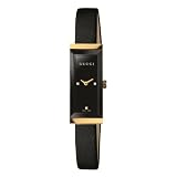 Gucci Women`s YA127506 G Frame Rectangle Black Satin Strap 18k Case Watch