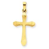 14k Satin and Polished Hollow Cross Pendant