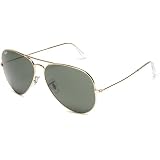 Ray-Ban RB3025 Aviator Sunglasses,Gold Frame/Crystal Green Lens,62 mm