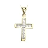14K Yellow Gold 3/8 ct. Princess Cut Diamond Cross Pendant with Chain
