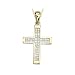 14K Yellow Gold 3/8 ct. Princess Cut Diamond Cross Pendant with Chain