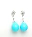 Turquoise Earrings 0.50k G.V.V.S Brilliant Diamonds and Tear Drop Turquoise Base Mother of Pearl on 14k White Gold with Post Earrings