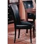 Set of 2 Dolce Style Parson Dining Chairs in Black Leatherette with Cherry Wood Legs