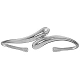Rhodium Plated Sterling Silver Faux Bypass Cuff Bracelet with 0.03 Ct Tw Diamond Accent
