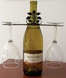Leaf Fan Wine Bottle Caddy / Wine Glass Holder - Wine for Two - Wrought Iron