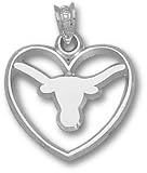 Texas Longhorns Solid Sterling Silver Longhorn Heart Pendant