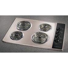 Frigidaire 30 in. Coil Electric Cooktop with 4 Multi-Wrap Coil Elements & Chrome Drip Bowls: Brushed
