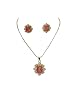 Elegant Fashion Pendants Necklace Set 3pc Pink Victorian Style Gemstone Women Jewelry