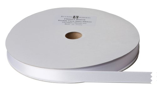 Jillson Roberts Bulk 5/8-Inch Double Faced Satin Ribbon Available in 21 Colors, White, 100 Yard Spool (BFR0924)