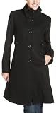 : Nine West Women's Melton Single Breasted 3/4 Coat, Black, 12