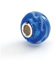 Silver and Blue Murano Glass Charm for 3mm Charm Bracelets