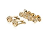 Classic Woven Gold Knot Cufflink and Stud Set with Presentation Box