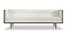 Kardiel Woodrow Midcentury Modern Box Sofa, White Aniline Leather/Walnut