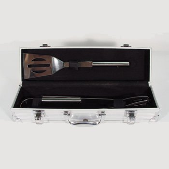 Childrens Toyshop  Outdoor Living : 3 Piece BBQ Set - Stainless Steel with Ally Case