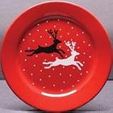 Festive Holiday Reindeer on Red Plates by Waechtersbach - Set of 4