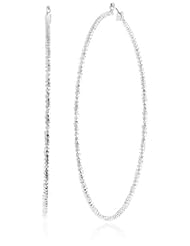 Betsey Johnson "Crystal Rhodium" Large Crystal Hoop Earrings