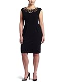 London Times Women's Ponte Sheath Dress,Black,14