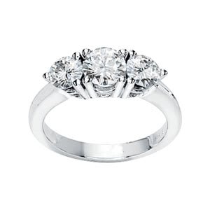 Classy! 14k White-gold Women's Three Stone 1 3/4CT TW Moissanite Anniversary Band Size 7.5