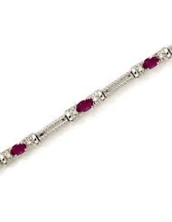 10k White Gold Natural Ruby And Diamond Tennis Bracelet