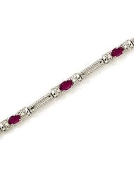14k White Gold Natural Ruby And Diamond Tennis Bracelet