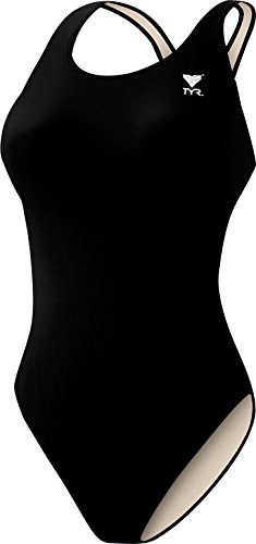 TYR Sport Women's Solid Maxback Swim Suit (Black, 30)