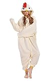 NEWCOAPLAY Unisex Onesies Pajamas Kigurumi Cosplay Sleepsuit Costume (XL, White chicken)