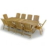 70096 11pc Grand Veranda Expandable Rectangular Teak Patio Set