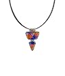 Necklace / Pendant - XP-39 - Genuine Handmade Dichroic Glass Pendant Hung on a 16" Stainless Steel Black Colored Multi-Strand Cord + 2" Extension Chain ~ .925 Sterling Silver