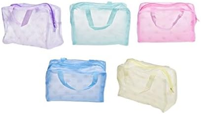 Set of 5 Clear Cosmetic Makeup Bag Toiletry Travel Kit Organizer New 2016 Yellow, Blue, Teal, Pink and Purple. Travel, Bathroom, Makeup 8" x 6" x 3"