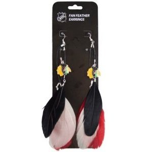 NHL Chicago Blackhawks Little Earth Fan Feather Earrings