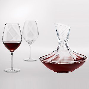 31unH80PtOL Allure Aerating Cabernet / Merlot / Bordeaux Wine Glasses & Decanter Set  Set of