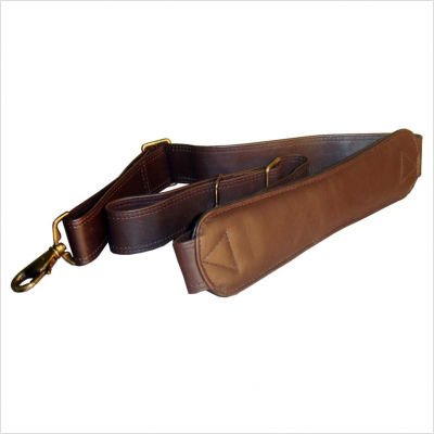 Extra-Long Ergonomic Leather Shoulder Strap Color: Brown with Matte Silver Hardware