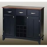Black Buffet w/ Cottage Oak Wood Top (Black) (35.5H x 41.75W x 16.5D)