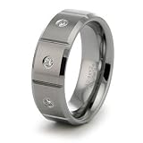 8mm Tungsten Carbide Diamond Ring (0.10ctw) GH/SI with Wood Box