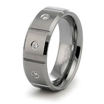8mm Tungsten Carbide Diamond Ring (0.10ctw) GH/SI with Wood Box