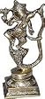 Ganesh Figurine Brass Statue Dancing on the Hood of Snake 2.25 x 1.75 x 6 inches