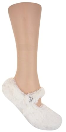 Capelli New York Long Pile Bunny Mary Jane With Fleece Sole & Heart Jewel Button