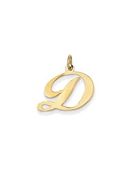 The Ella Medium Fancy Script Initial D Pendant in 14K Yellow Gold