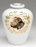 Photo Pet Urn - Two Piece Cremation Urn with Gold Leaf Motif Customized with Your Best Friends Photo - 9.5
