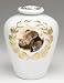 Photo Pet Urn - Two Piece Cremation Urn with Gold Leaf Motif Customized with Your Best Friends Photo - 9.5"