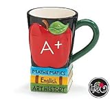 Teacher's Rule Mug/Cup With Apple And Stacked Books Design Great Gift For Teacher Decorative Gift Box Included