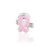 Bling Jewelry Breast Cancer Awareness Pink Ribbon 925 Sterling Silver Bead Fits with Pandora Bracelet