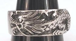 Long Detailed Asian Chinese Dragon Pewter Ring
