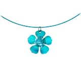 Aqua Blue Flower Shell Choker Necklace