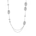 14k White Gold Rhodium Plated Textured Charm Necklace with Clear Glass Crystal & CZ Accents- 30 IN + 3 IN
