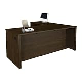 Bestar Prestige + L-Shape Wood Computer Desk in Chocolate
